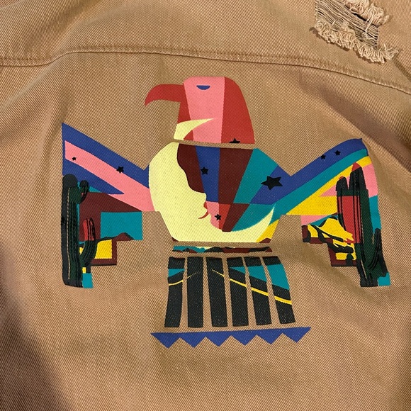 Jean jacket button down with design on back - Picture 3 of 4
